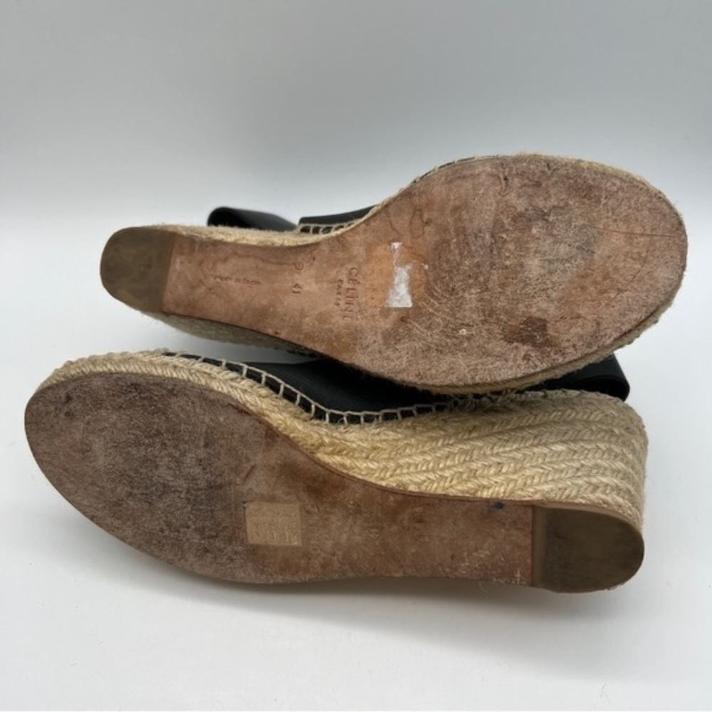Celine Phoebe black leather espadrilles wedge sandals 11 - Picture 9 of 16